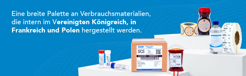 Eine große Auswahl an Verbrauchsmaterialien, produziert in Großbritannien, Frankreich und Polen.
