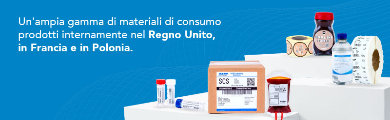 Consumabili originali SATO prodotti in Inghilterra, Francia e Polonia
