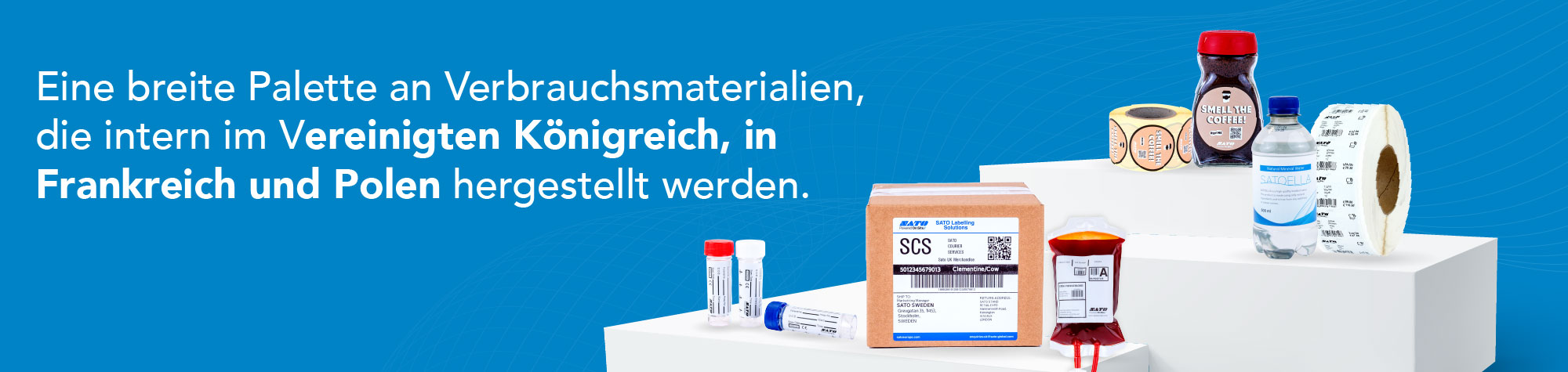 Eine große Auswahl an Verbrauchsmaterialien, produziert in Großbritannien, Frankreich und Polen.