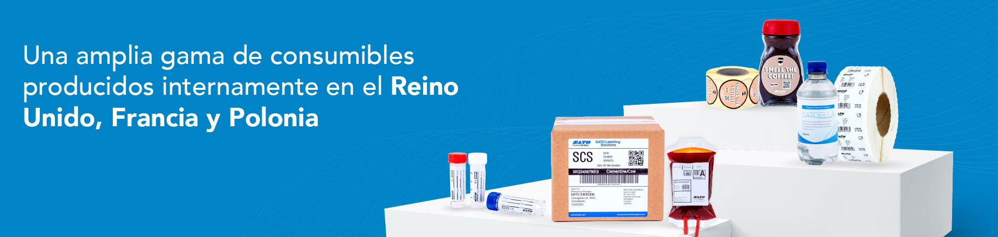 Una amplia gama de consumibles producidos internamente en el Reino Unido, Francia y Polonia.